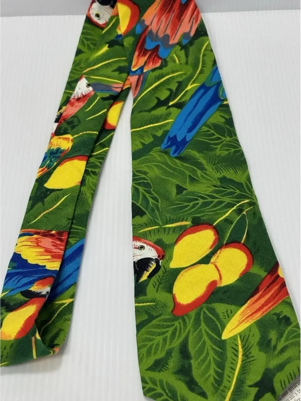 Hilo Hattie Hawaiian Necktie Green Tropical Parrot Bird Floral Men Accessory NWT
